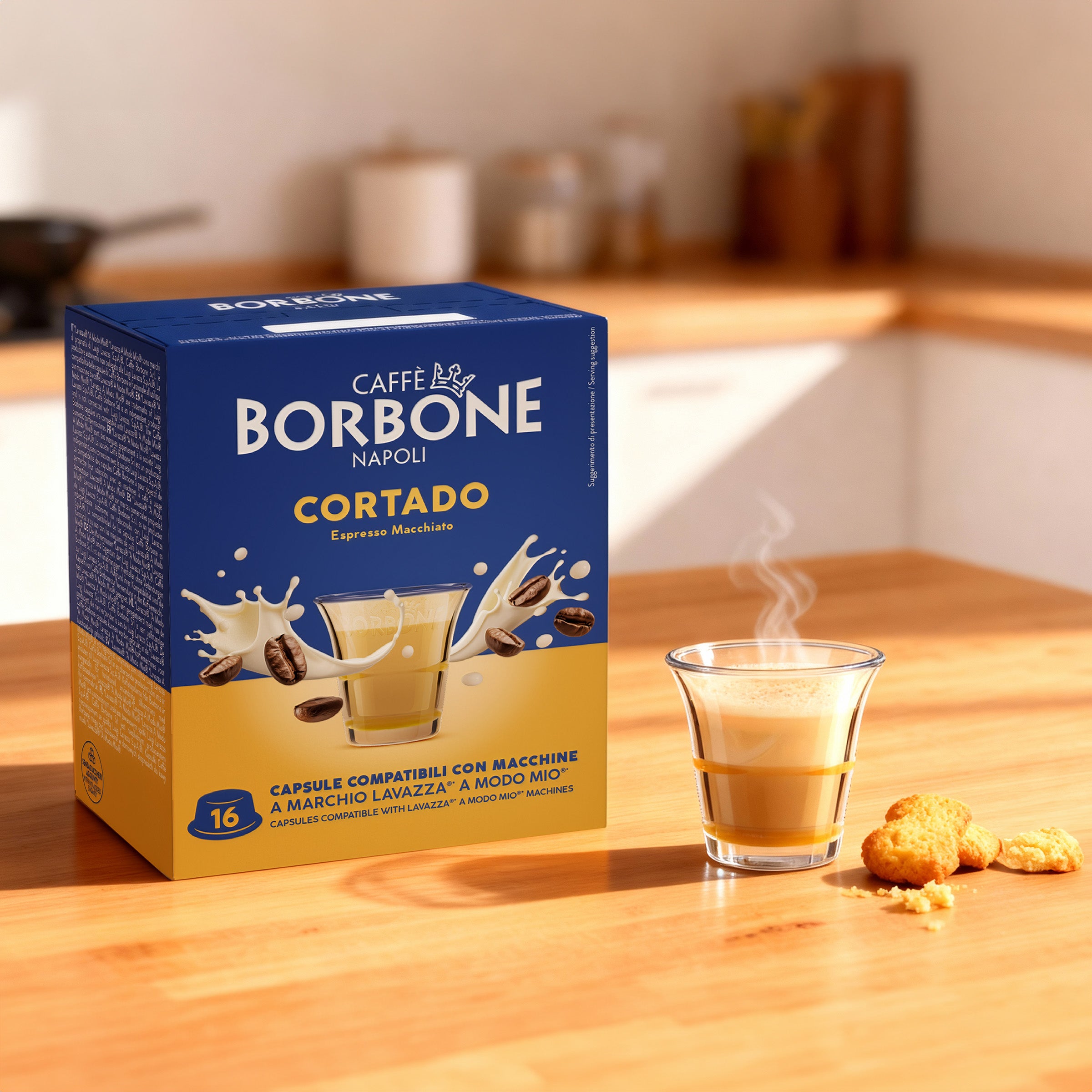 capsule Borbone COMPATIBILI con macchine a marchio Lavazza®* A Modo Mio®* - Bevanda solubile CORTADO al gusto espresso macchiato