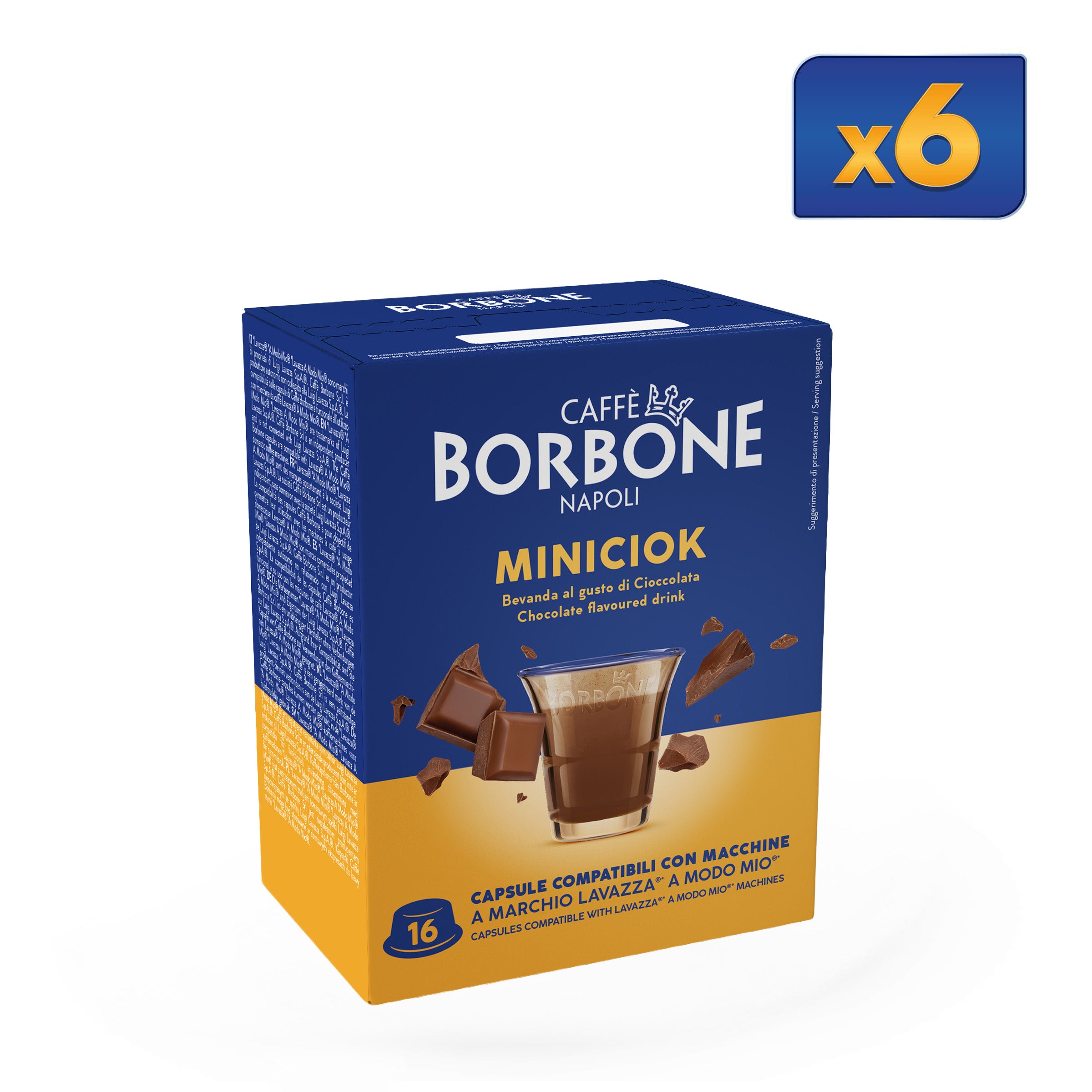 Capsule Miniciok Al Gusto Di Cioccolata Compatibili Con Macchine A Marchio Lavazza®* A Modo Mio®* - Caffè Borbone