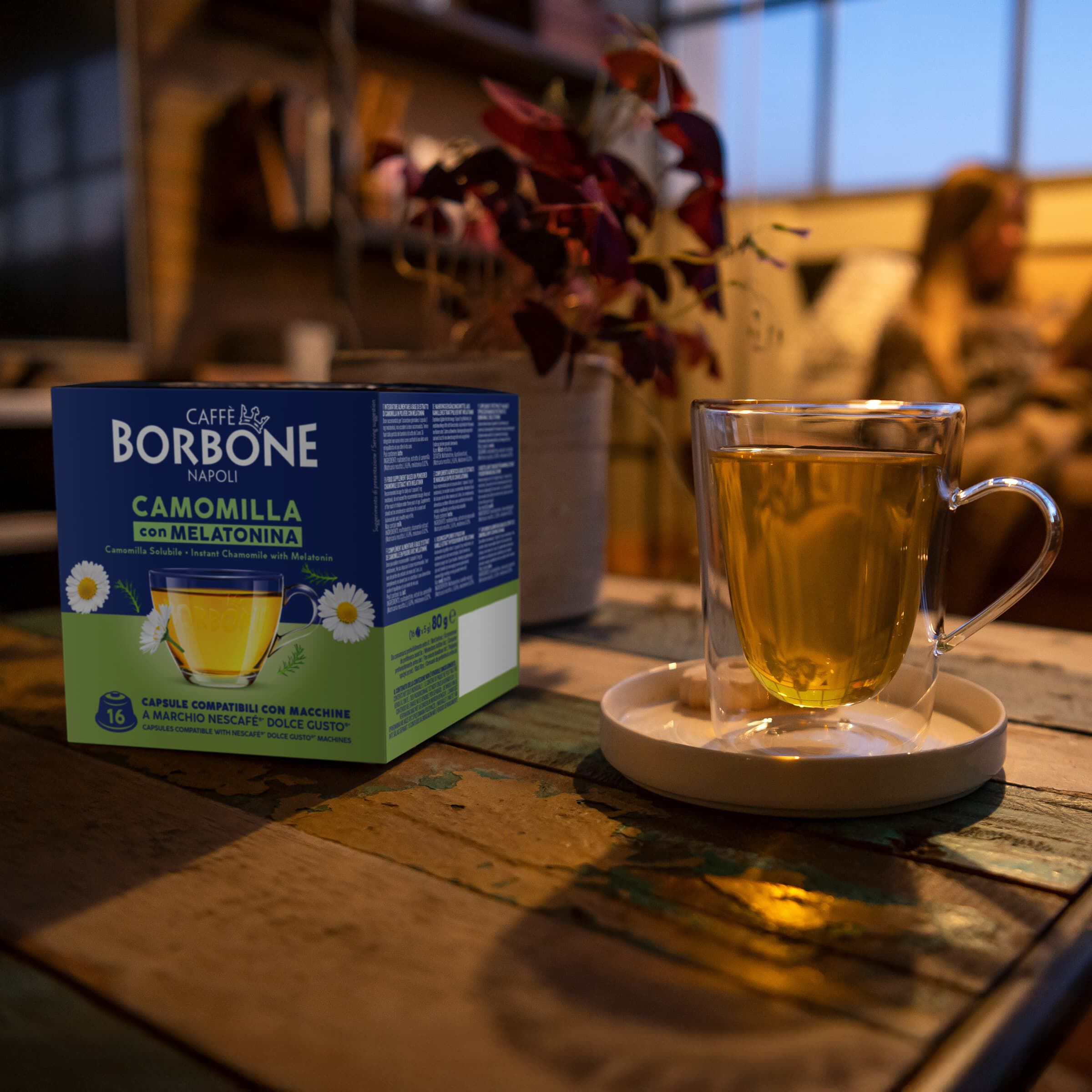 Capsule Camomilla E Melatonina Per Bevanda Solubile Caffè Borbone