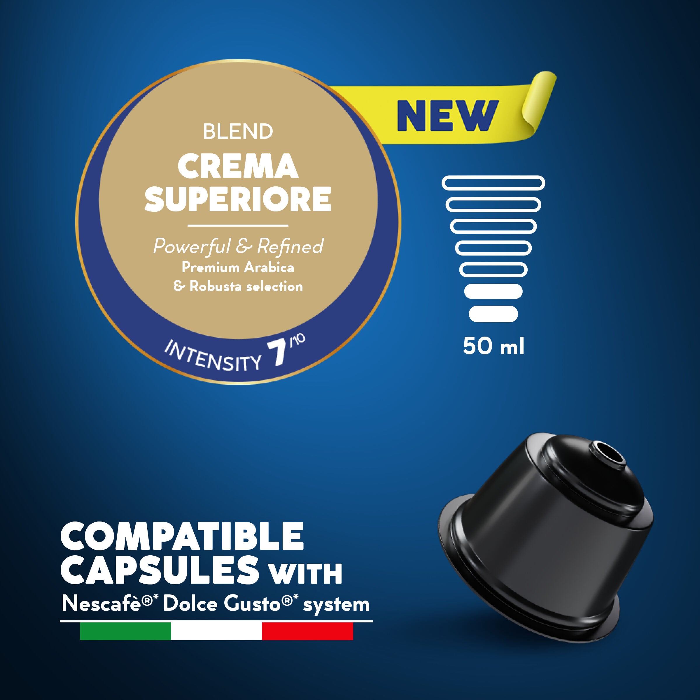 Crema Superiore Neue Kapseln, kompatibel mit Nescafè®* Dolce Gusto®* Kaffeemaschinen