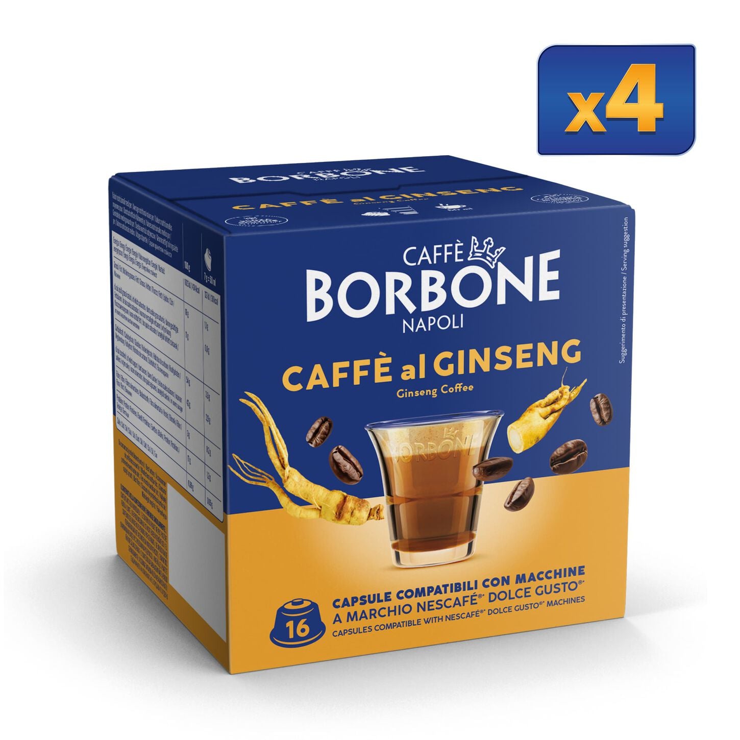 64 Capsule Borbone Compatibili con macchine da caffè Nescafè®* Dolce Gusto®* CAFFE AL GUSTO DI GINSENG