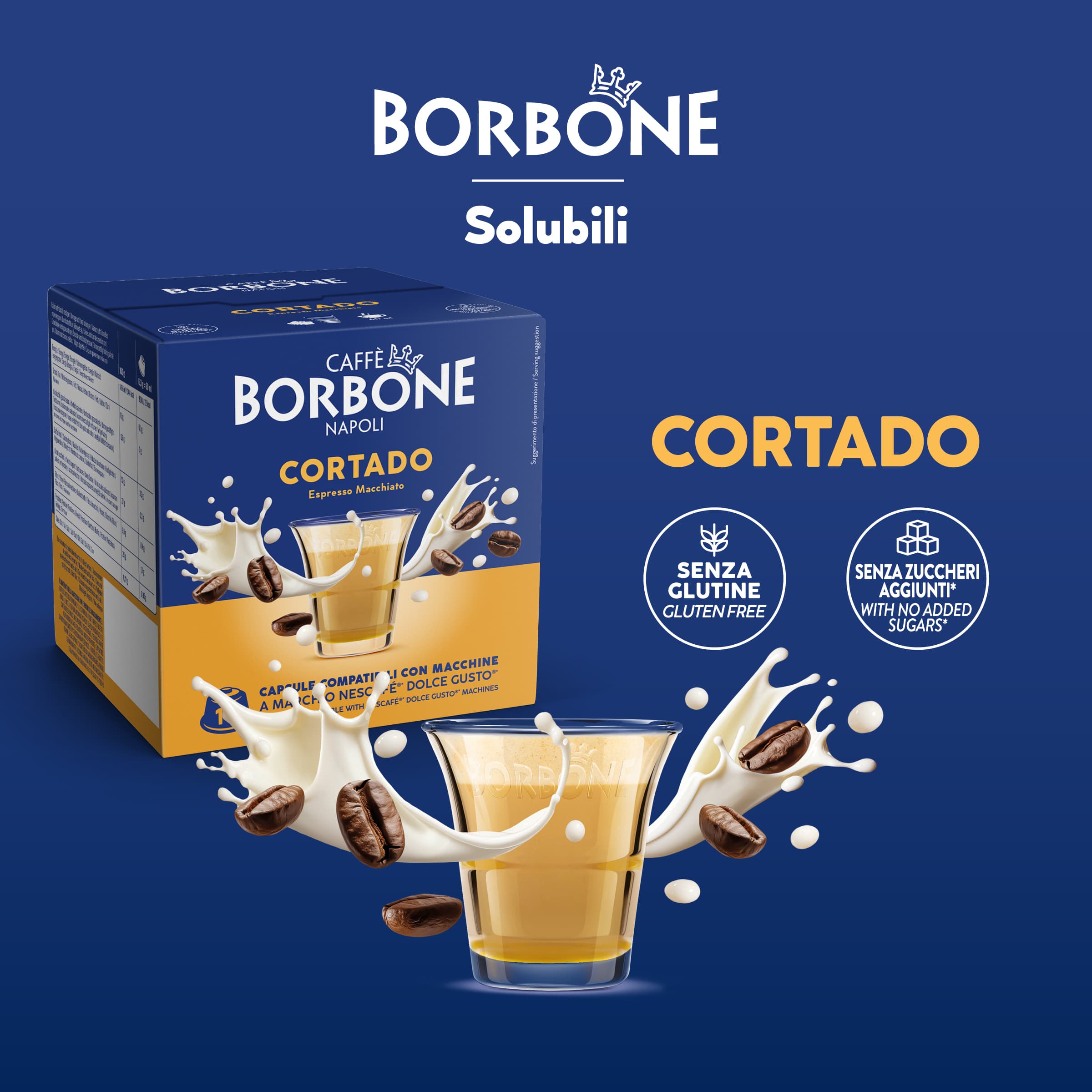 Capsule Cortado Per Bevanda Solubile Al Gusto Espresso Macchiato Caffè Borbone