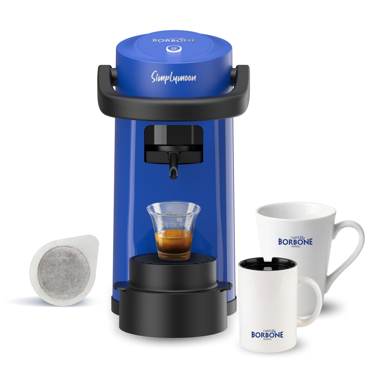 KIT Macchina Simplymoon BLU con 300 cialde miscela blu e 8 bicchierini di vetro