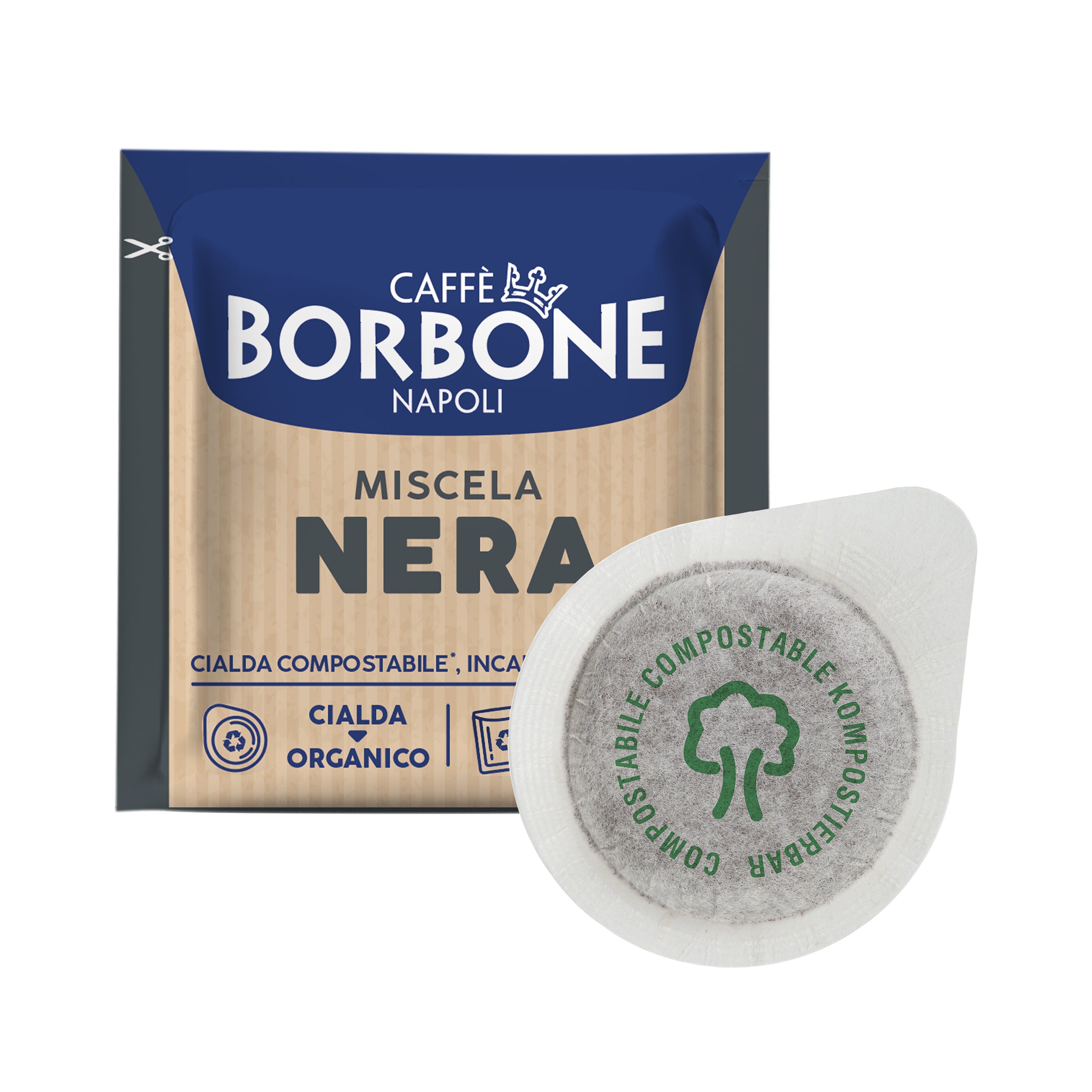 BLACK Mischung ESE Papierpads 44 mm Caffè Borbone
