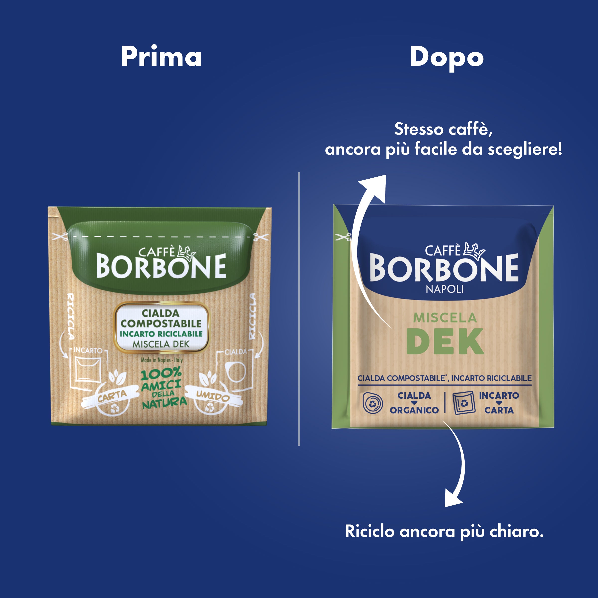 DEK GREEN Mischung ESE Papierpads 44 mm Caffè Borbone