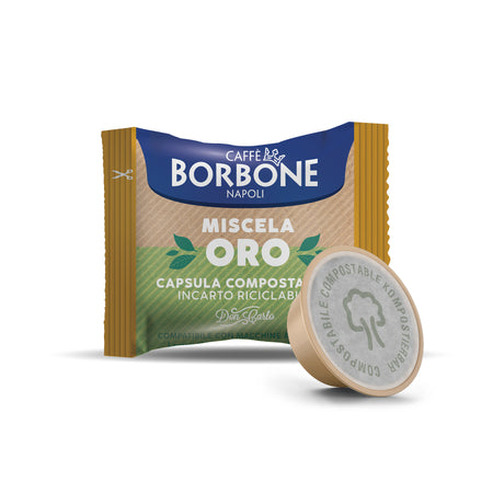 GOLD Mischung Kapseln KOMPOSTIERBAR und KOMPATIBEL Borbone Don Carlo
