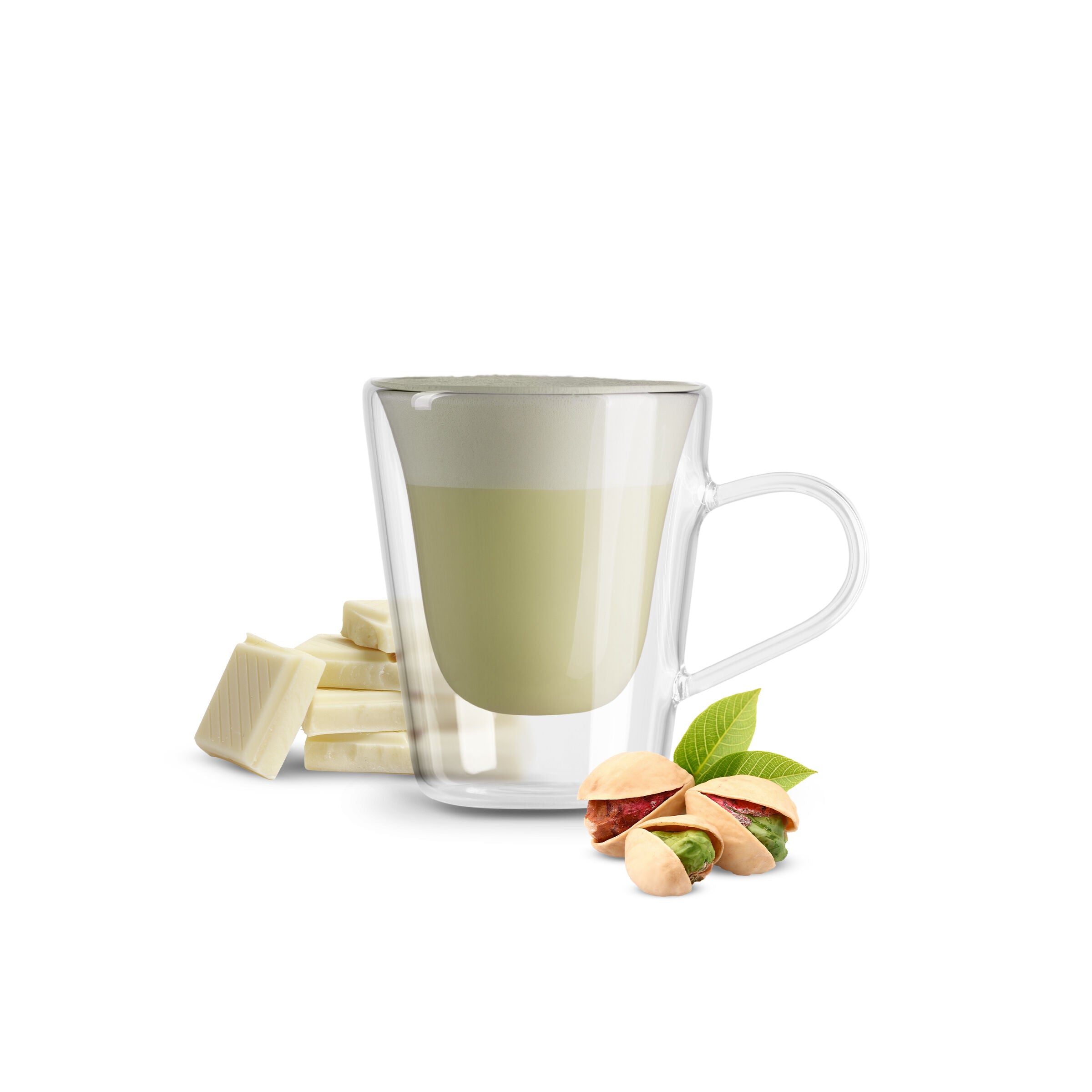 capsule Borbone COMPATIBILI con macchine a marchio Lavazza®* A Modo Mio®* - Bevanda solubile gusto cioccolata bianca e PISTACCHIO