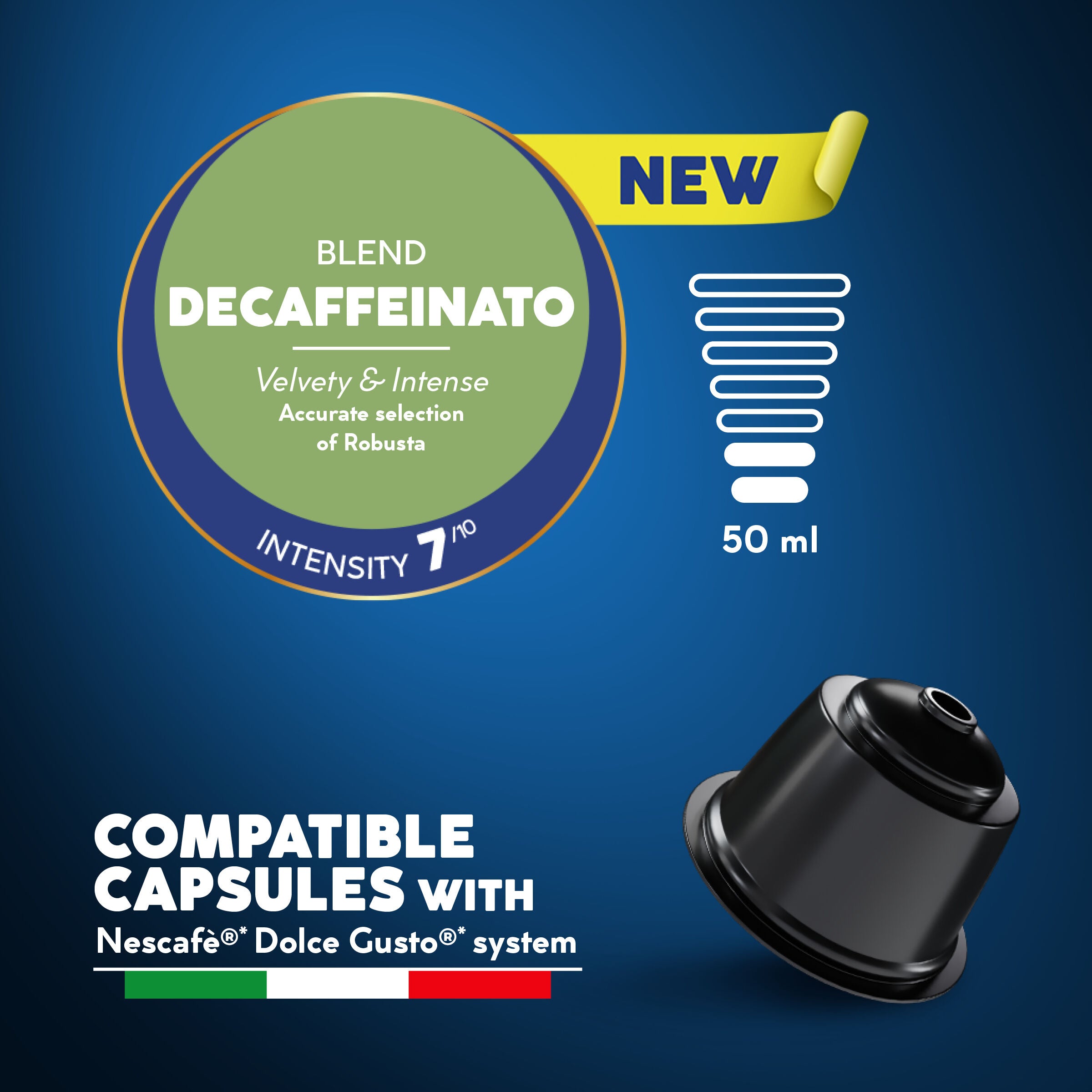 Decaffeinato Neue Kapseln, kompatibel mit Nescafè®* Dolce Gusto®* Kaffeemaschinen