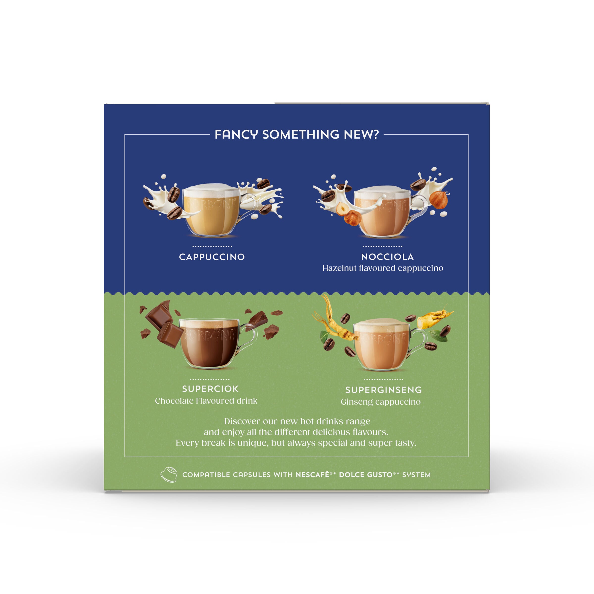Decaffeinato Neue Kapseln, kompatibel mit Nescafè®* Dolce Gusto®* Kaffeemaschinen