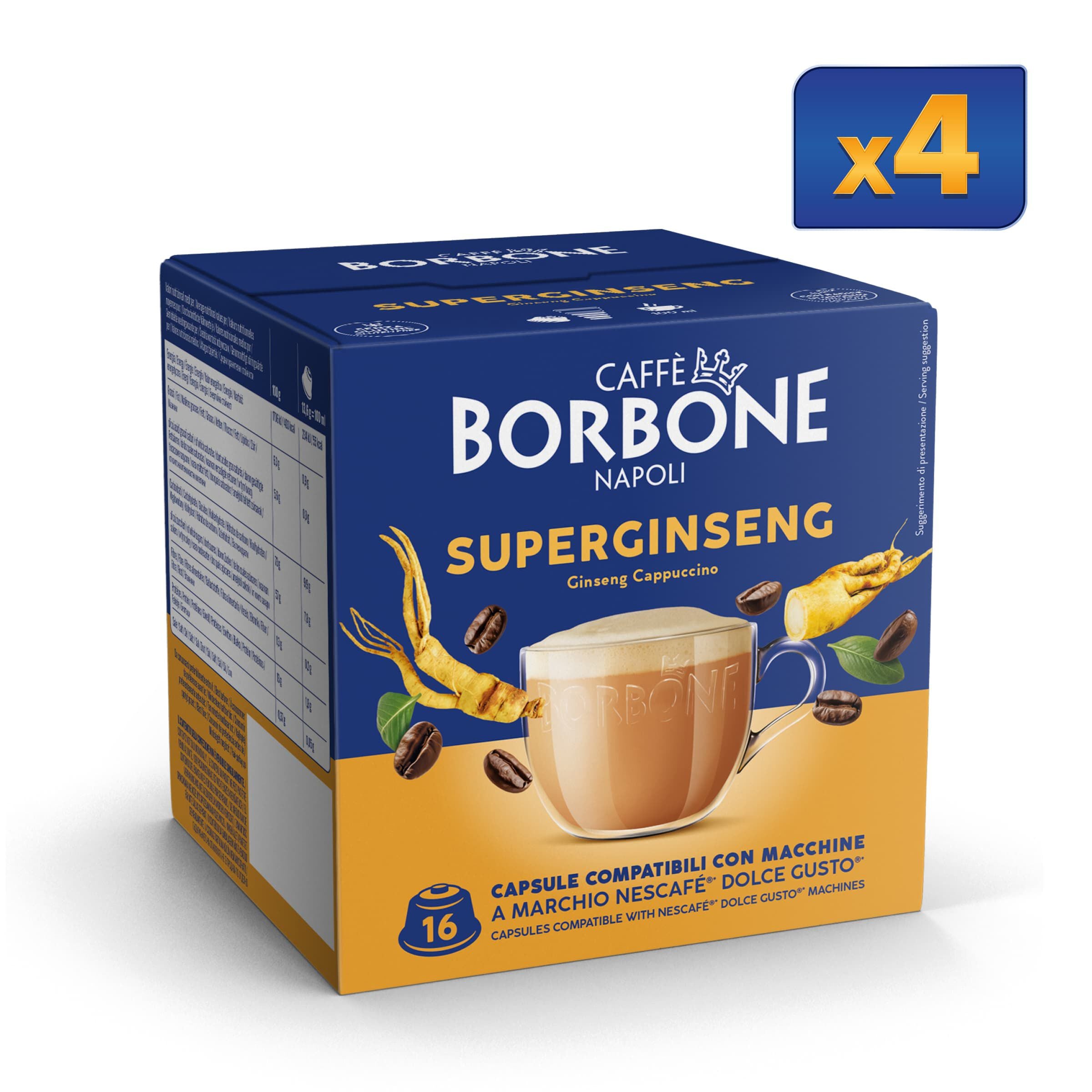 Capsule Superginseng Preparato Solubile Per Caffè Al Latte E Ginseng Caffè Borbone