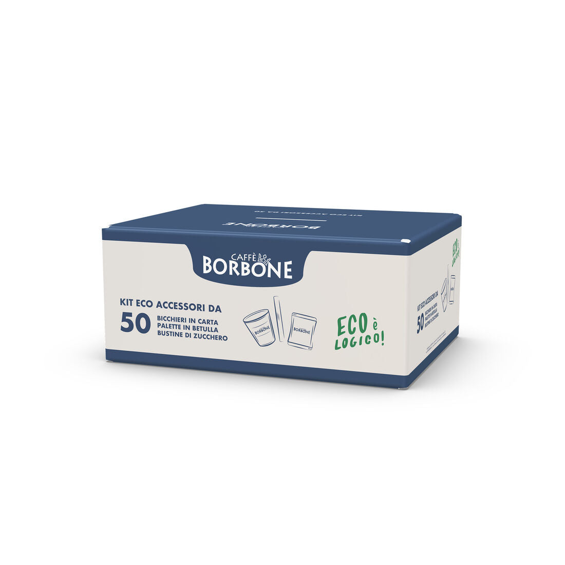 Ecologic Kit 50 Stück PAPIERBECHER + RÜHRSTANGE AUS BIRKE + ZUCKERBEUTEL