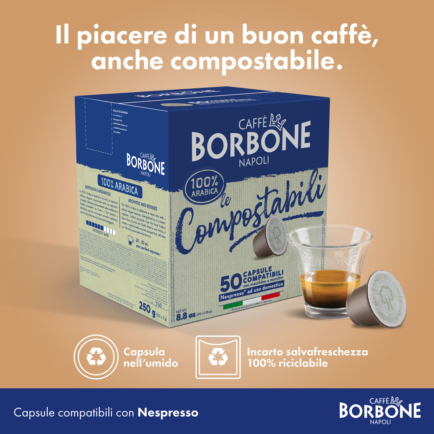 kompostierbare Kapseln, kompatibel mit Nespresso®* Heimmaschinen