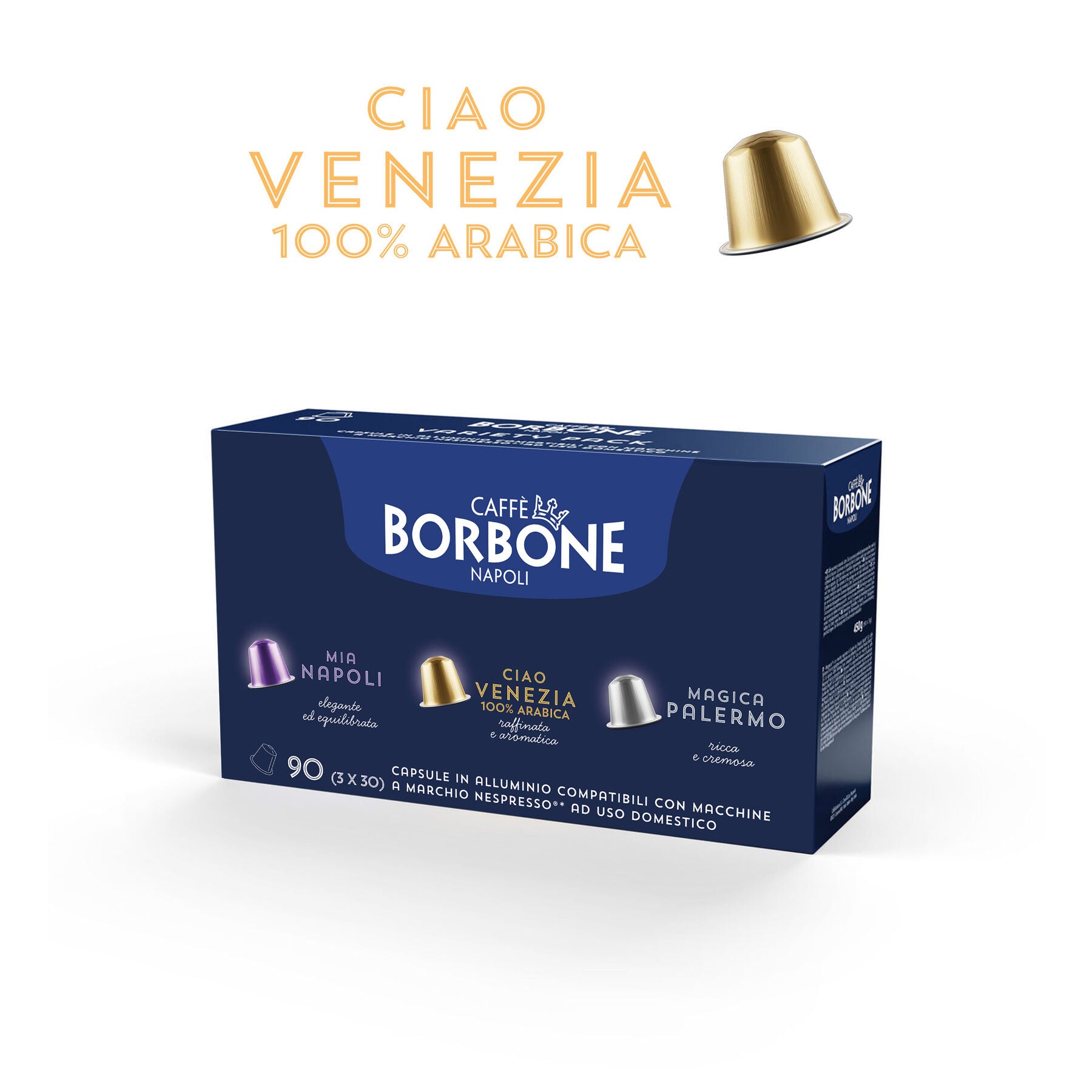 Nuevas cápsulas de aluminio COMPATIBLES con máquinas Nespresso®* mezcla Ciao Venezia
