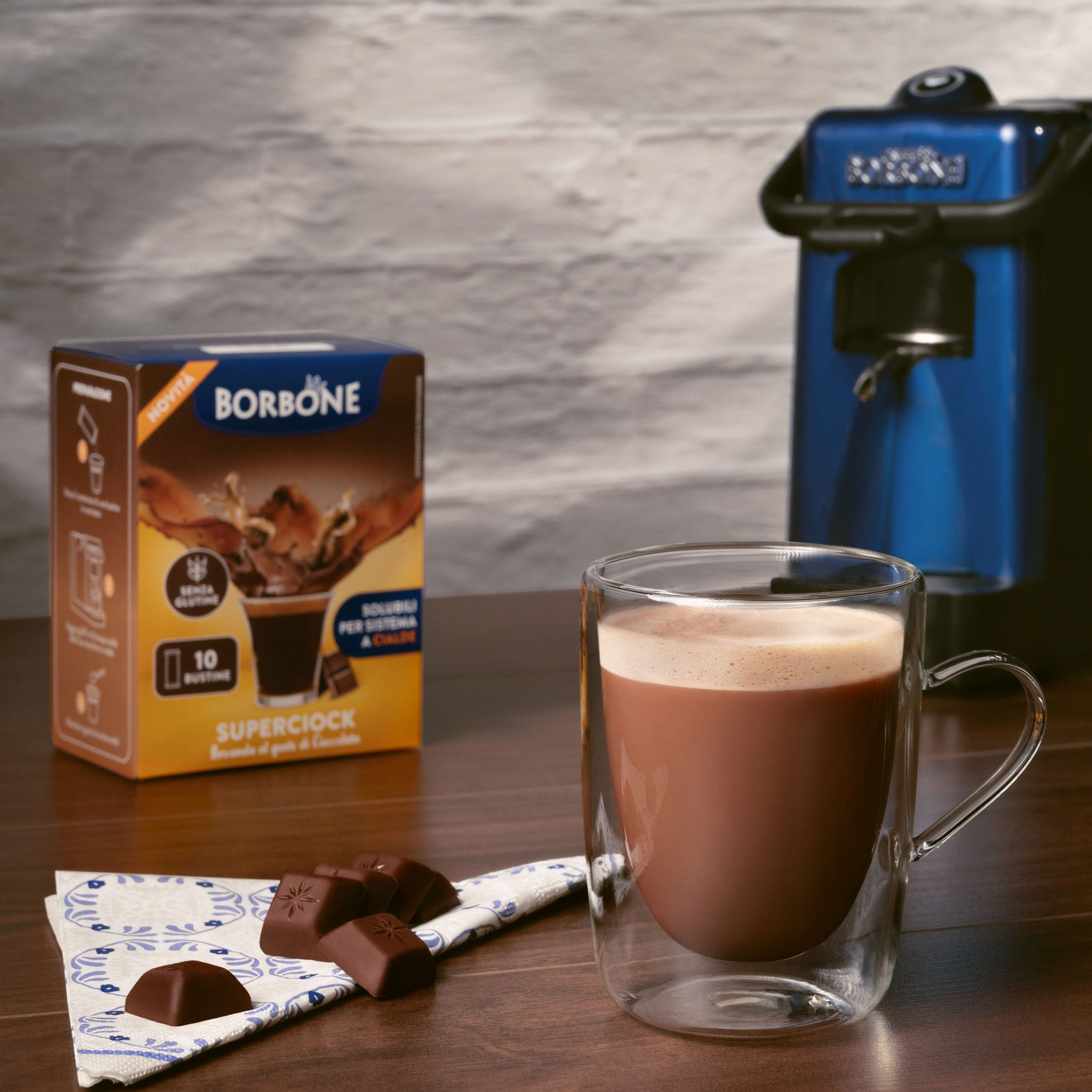 STICK PREPARATO SOLUBILE PER BEVANDA AL GUSTO DI CIOCCOLATA “SUPERCIOCK”