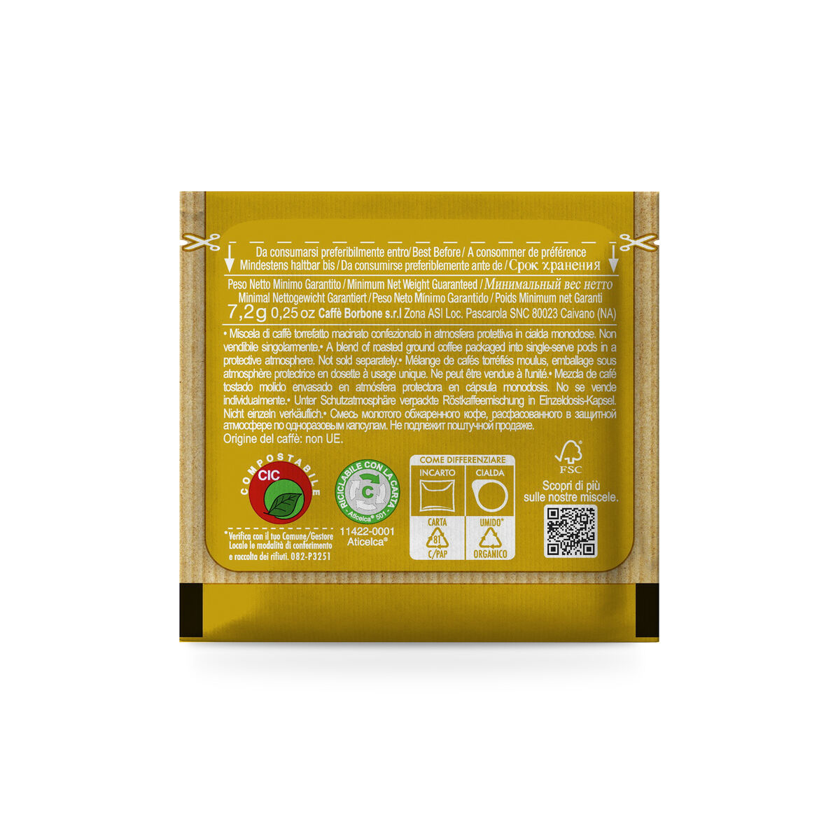 Cialde ESE 44mm Caffè Borbone COMPOSTABILI con Incarto RICICLABILE miscela Oro