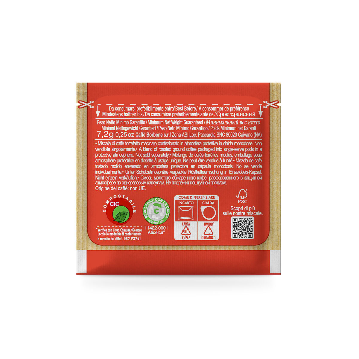 Cialde ESE 44mm Caffè Borbone COMPOSTABILI con Incarto RICICLABILE miscela Rossa