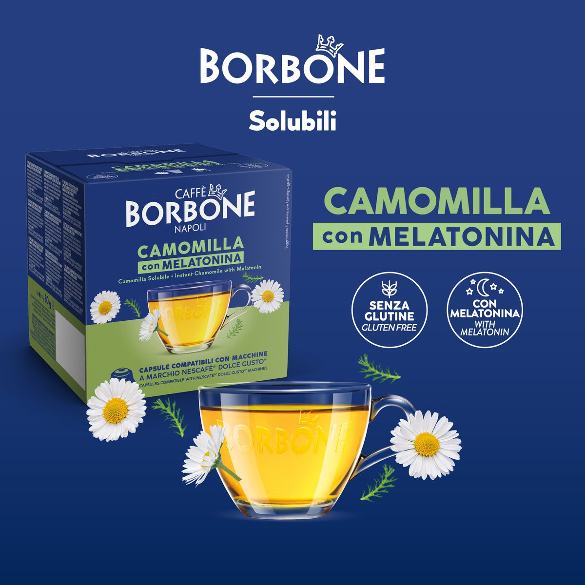 16 Capsules Borbone For Soluble Beverage CHAMOMILE AND MELATONIN,