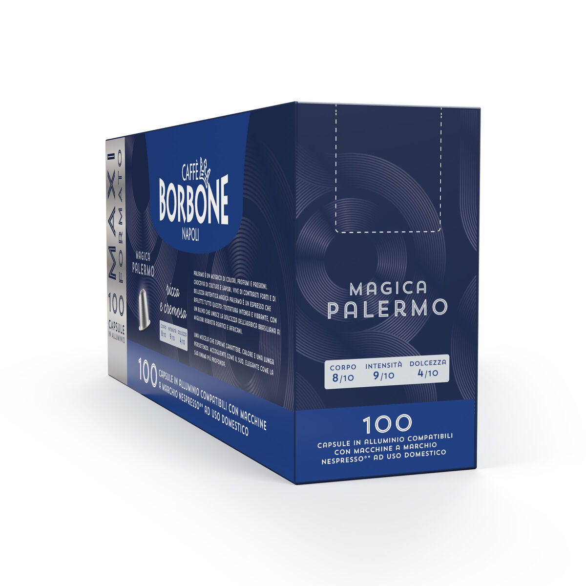 New 100 Aluminum capsules COMPATIBLE with Nespresso®* machines Magica Palermo blend,