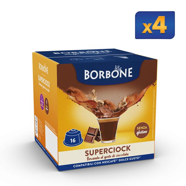 64 Capsules Superciock Borbone For Soluble Drink With Chocolate Flavor,