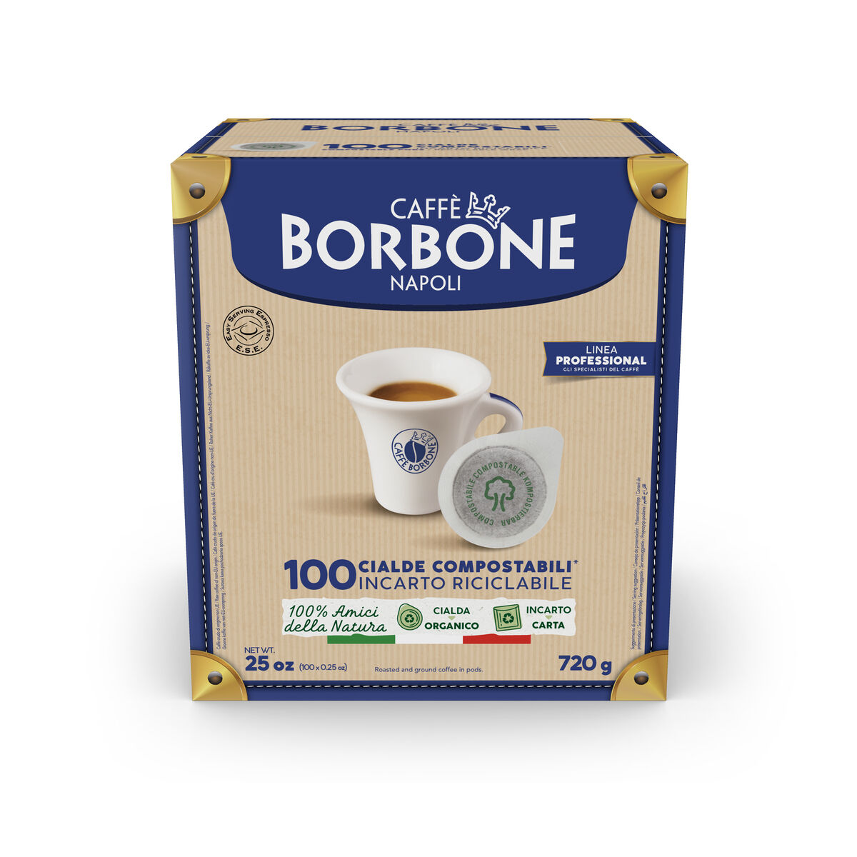 100 DEK GREEN Blend ESE Paper Pods 44 mm Caffè Borbone,