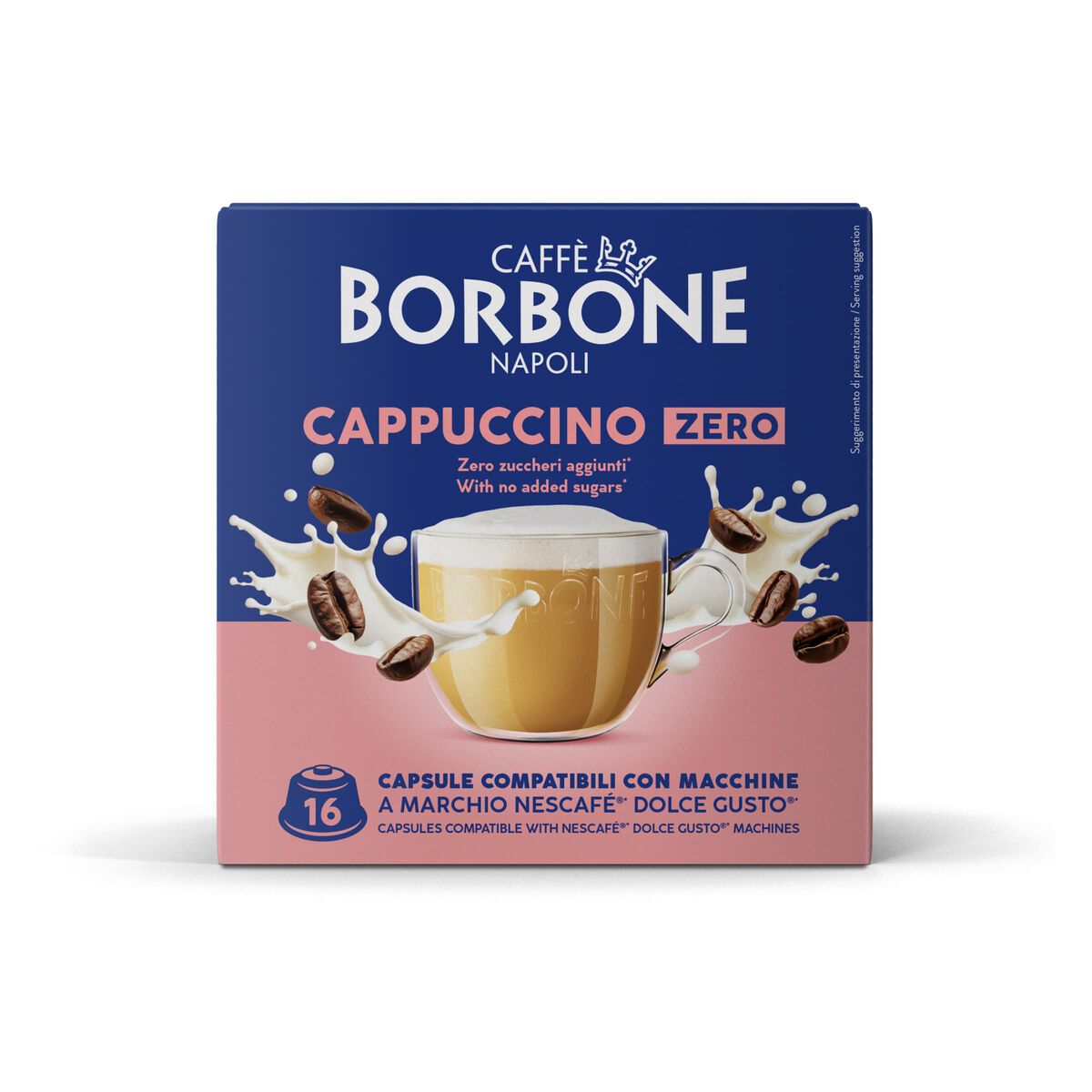 16 Capsules Borbone CAPPUCCINO ZERO CAPSULES For A Low Fat Cappuccino Drink,