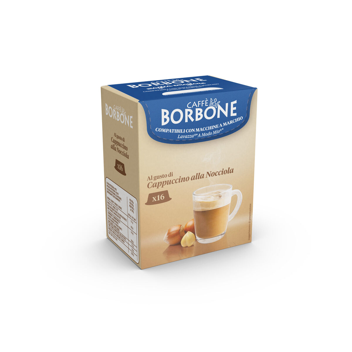 16 Capsules Borbone CAPPUCCINO-FLAVORED HAZELNUT Compatible with Nescafé®* Dolce  Gusto®* brand machines