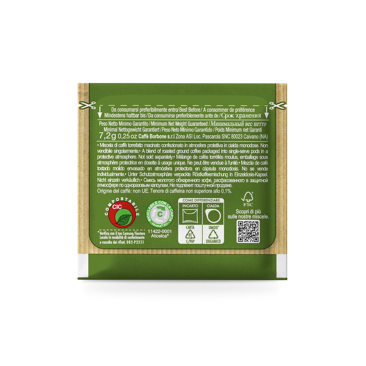 Cialde ESE 44mm Caffè Borbone COMPOSTABILI con Incarto RICICLABILE miscela Dek