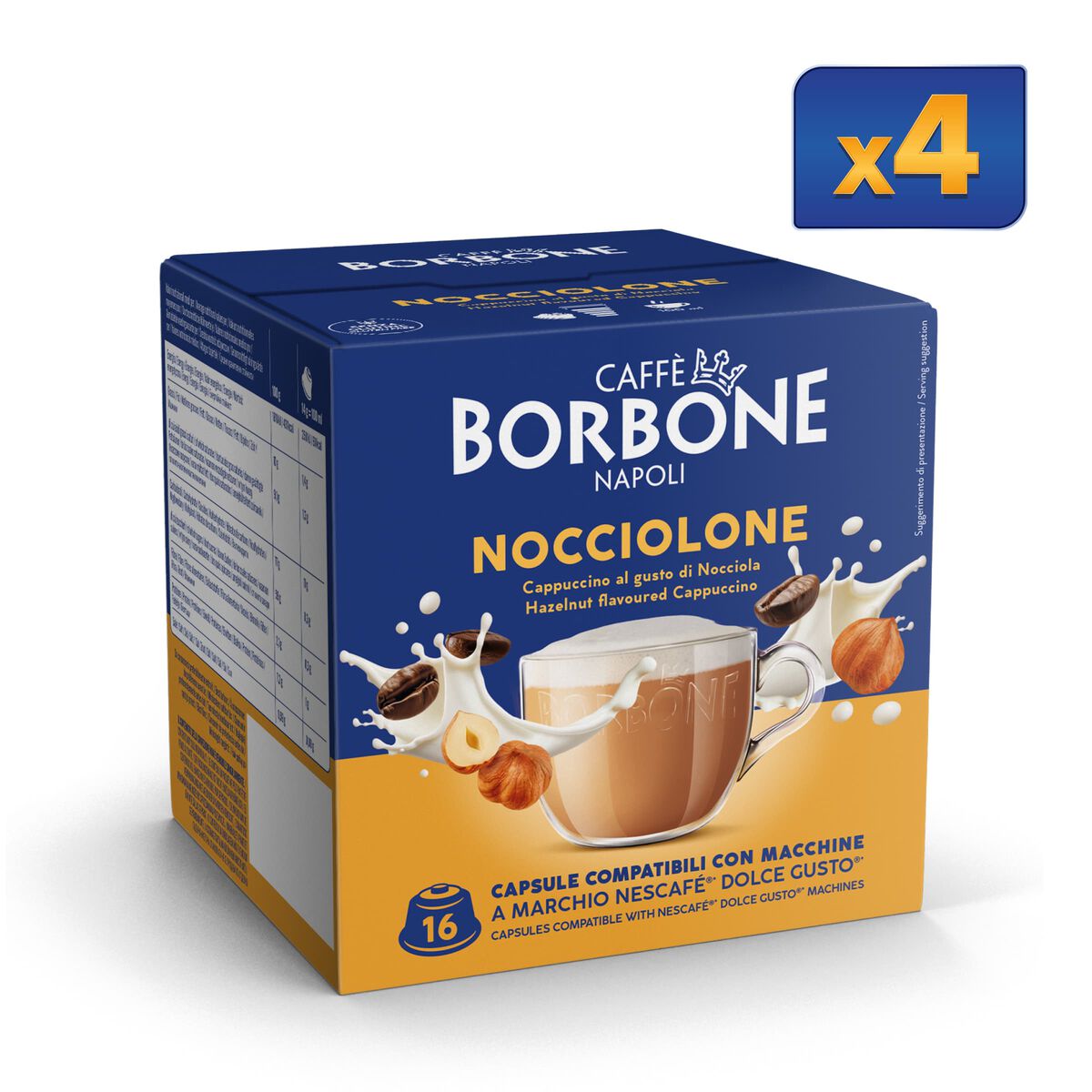 64 Capsules Nocciolone Borbone For Soluble Beverage With Hazelnut Cappuccino Flavor,