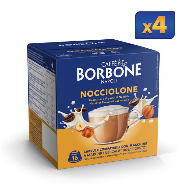 64 Capsules Nocciolone Borbone For Soluble Beverage With Hazelnut Cappuccino Flavor,