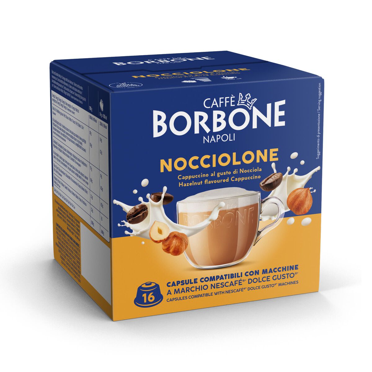 16 Capsules Borbone NOCCIOLONE For Soluble Beverage With Hazelnut Cappuccino Flavor,