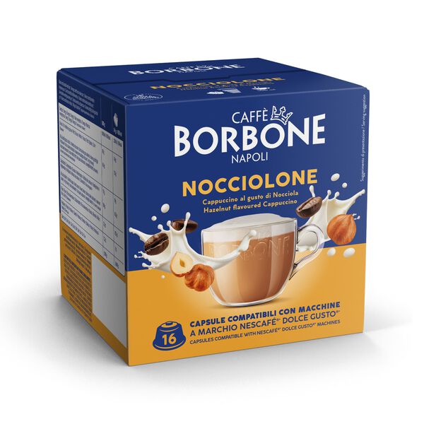 16 Capsules Borbone NOCCIOLONE For Soluble Beverage With Hazelnut Cappuccino Flavor,
