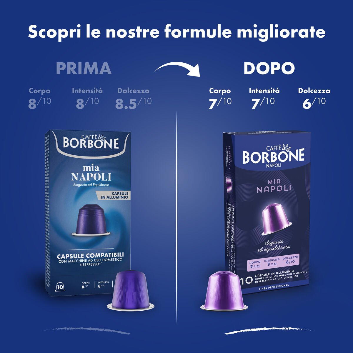 New 100 Aluminum capsules COMPATIBLE with Nespresso®* machines Mia Napoli blend,