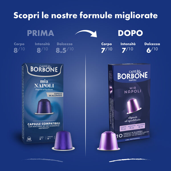Nuove 100 Capsule in Alluminio COMPATIBILI con macchine Nespresso®* miscela Mia Napoli,  null