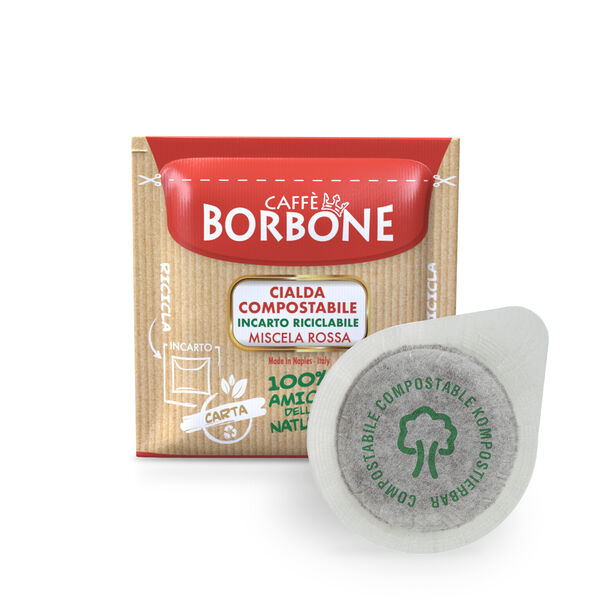 Cialde ESE 44mm Caffè Borbone COMPOSTABILI con Incarto RICICLABILE miscela Rossa