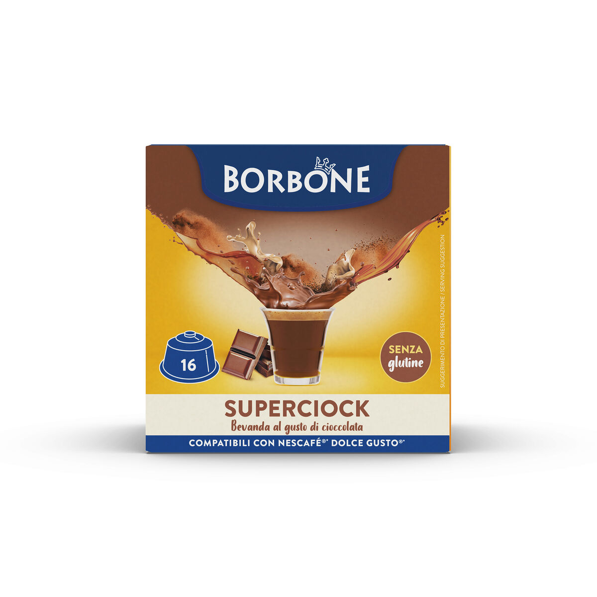 64 Capsules Superciock Borbone For Soluble Drink With Chocolate Flavor,
