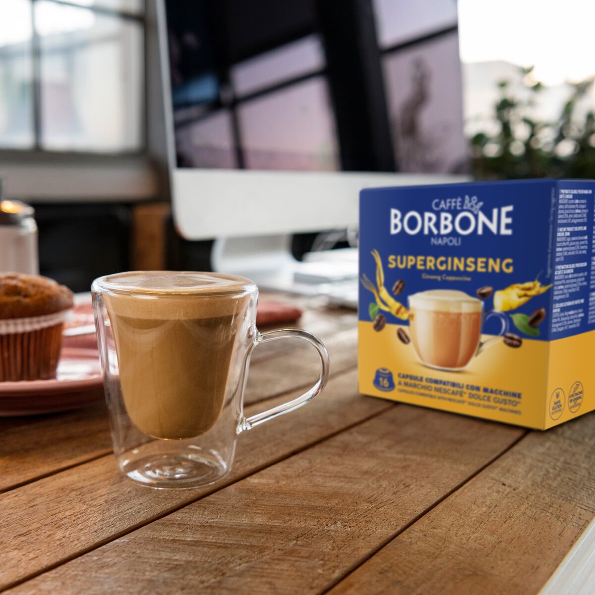 16 FLAVORED SUPERGINSENG Capsules Compatible with coffee machines Nescafè®* Dolce Gusto®*,