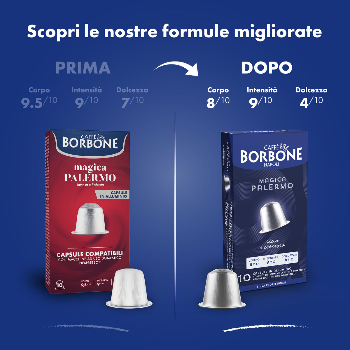 New 100 Aluminum capsules COMPATIBLE with Nespresso®* machines Magica Palermo blend,