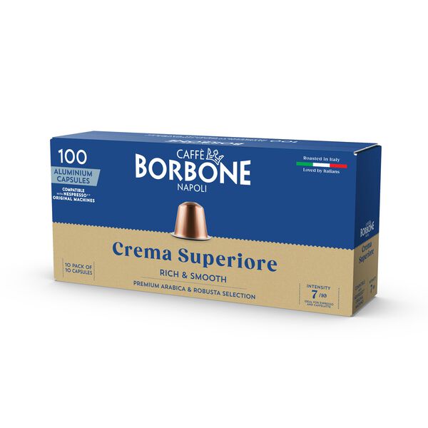 New Aluminum capsules COMPATIBLE with Nespresso®* machines Crema Superiore blend,