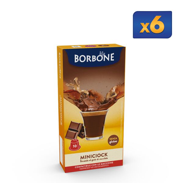 60 Capsules Miniciock Borbone For Soluble Beverage Chocolate Flavor,