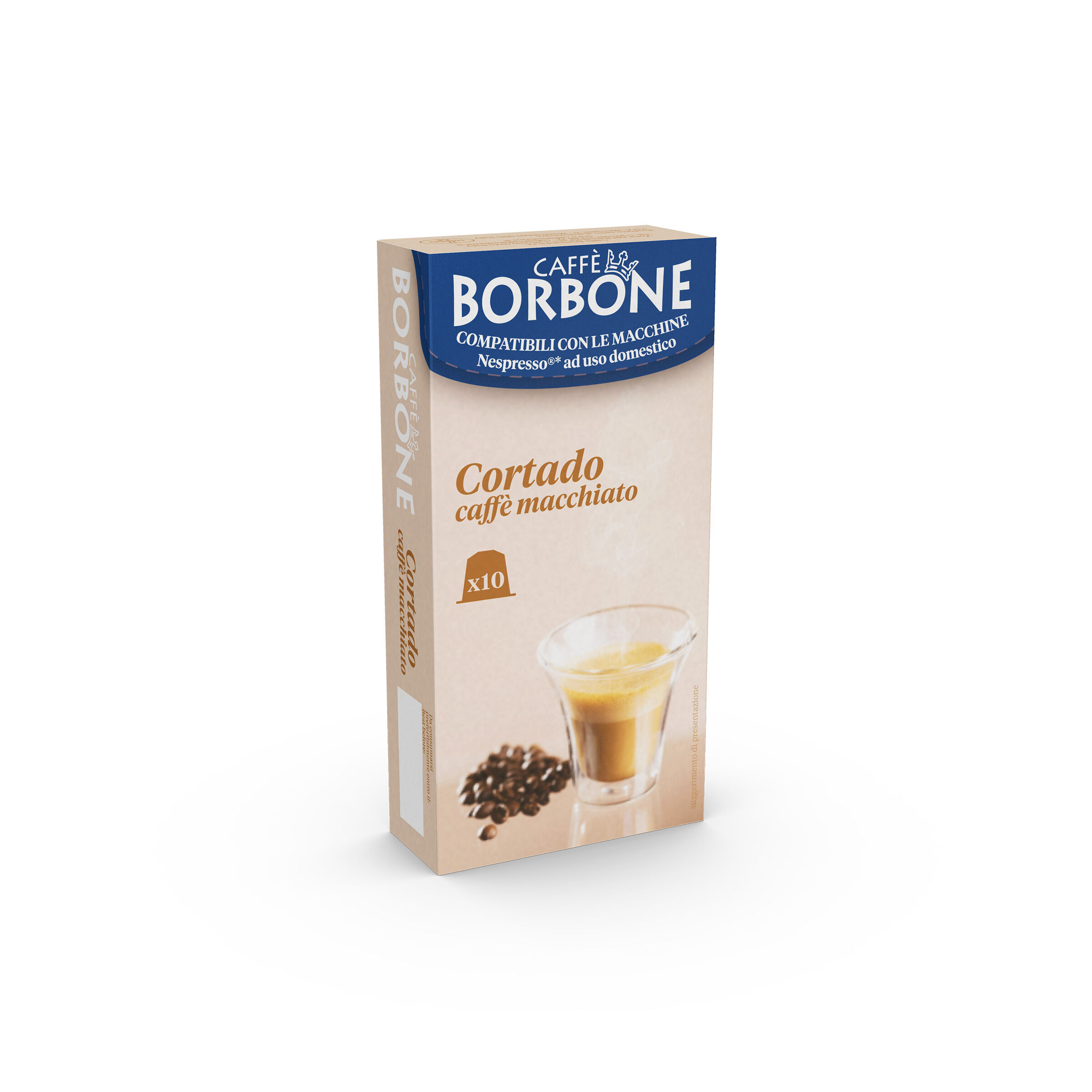10 capsules Caffe Borbone CORTADO COFFEE WITH MILK Compatible with home coffee machines Nespresso brand Caffeborbone
