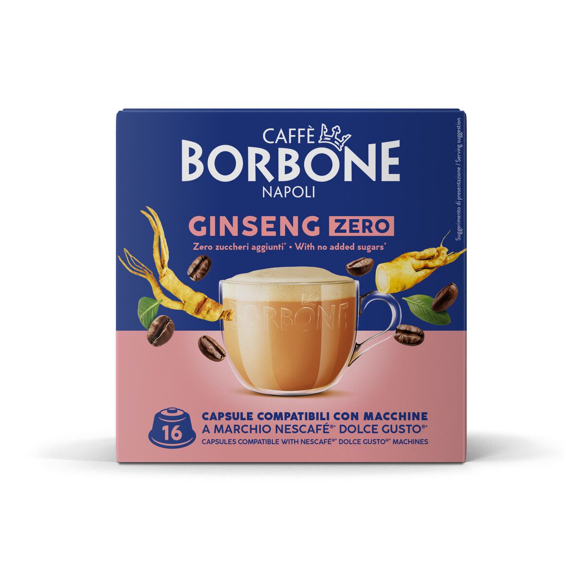 16 Capsules Borbone GINSENG ZERO For Milk Coffee And Low-Fat Ginseng,