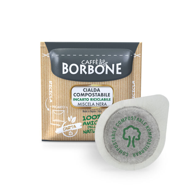 Cialde ESE 44mm Caffè Borbone COMPOSTABILI con Incarto RICICLABILE miscela Nera