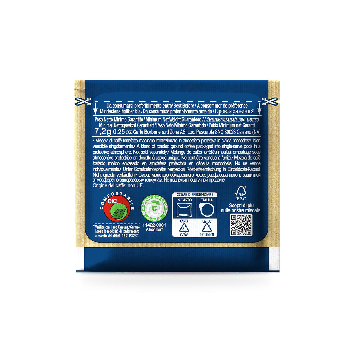 Cialde ESE 44mm Caffè Borbone COMPOSTABILI con Incarto RICICLABILE miscela Blu