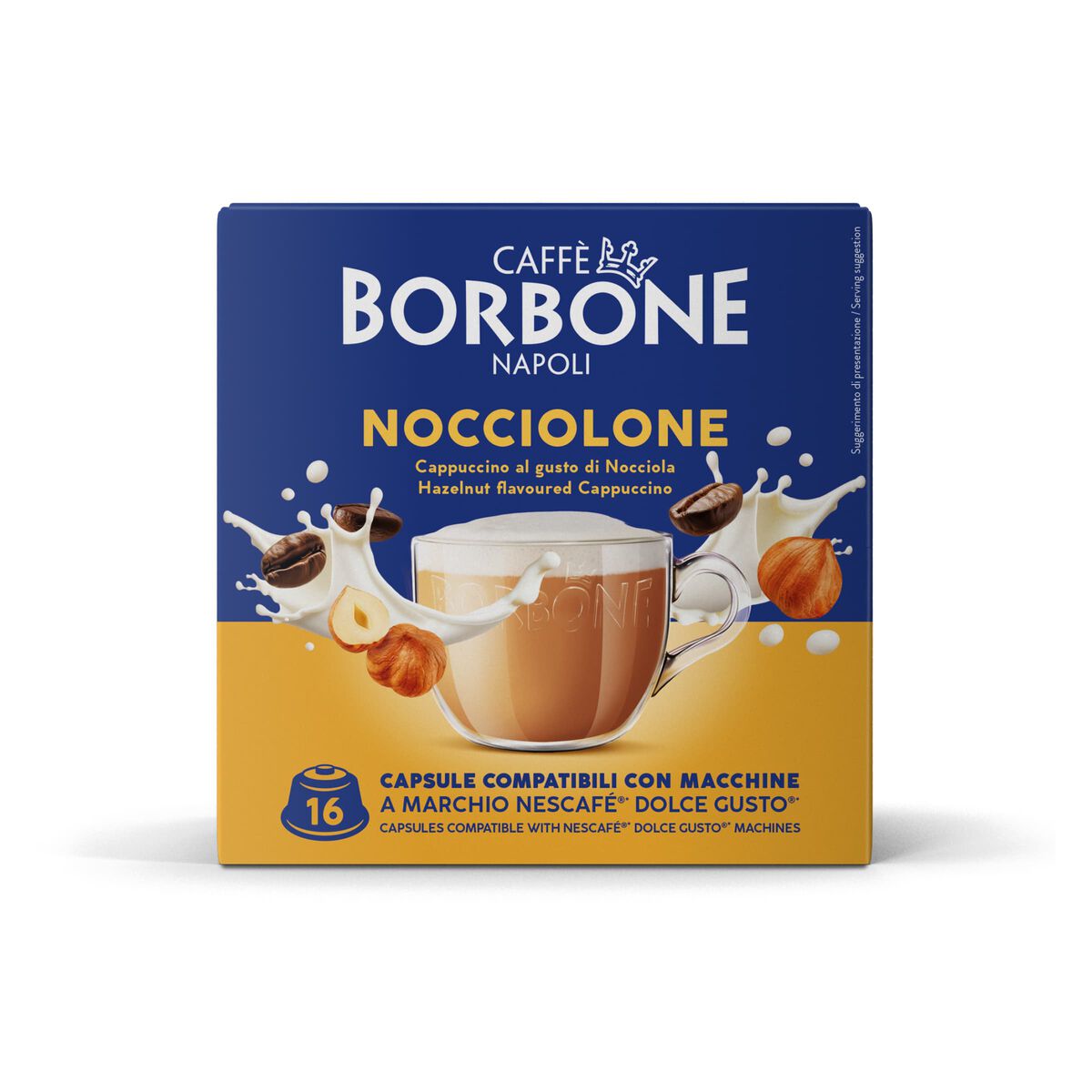 16 Capsules Borbone NOCCIOLONE For Soluble Beverage With Hazelnut Cappuccino Flavor,