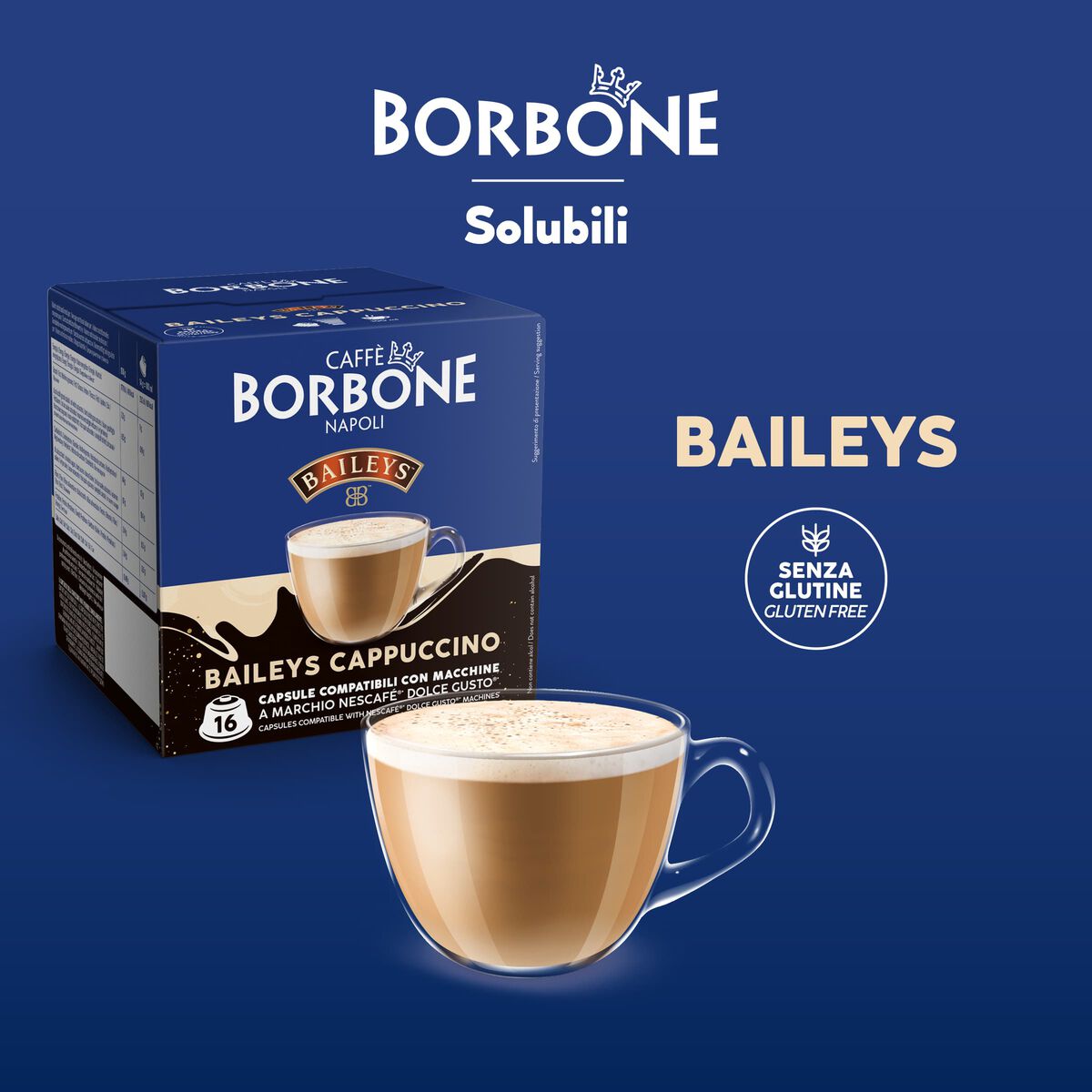 64 Capsules Borbone For Soluble Beverage Cappuccino Baileys,