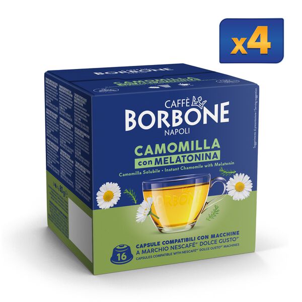 64 Capsules Chamomile And Melatonin Borbone For Soluble Beverage,
