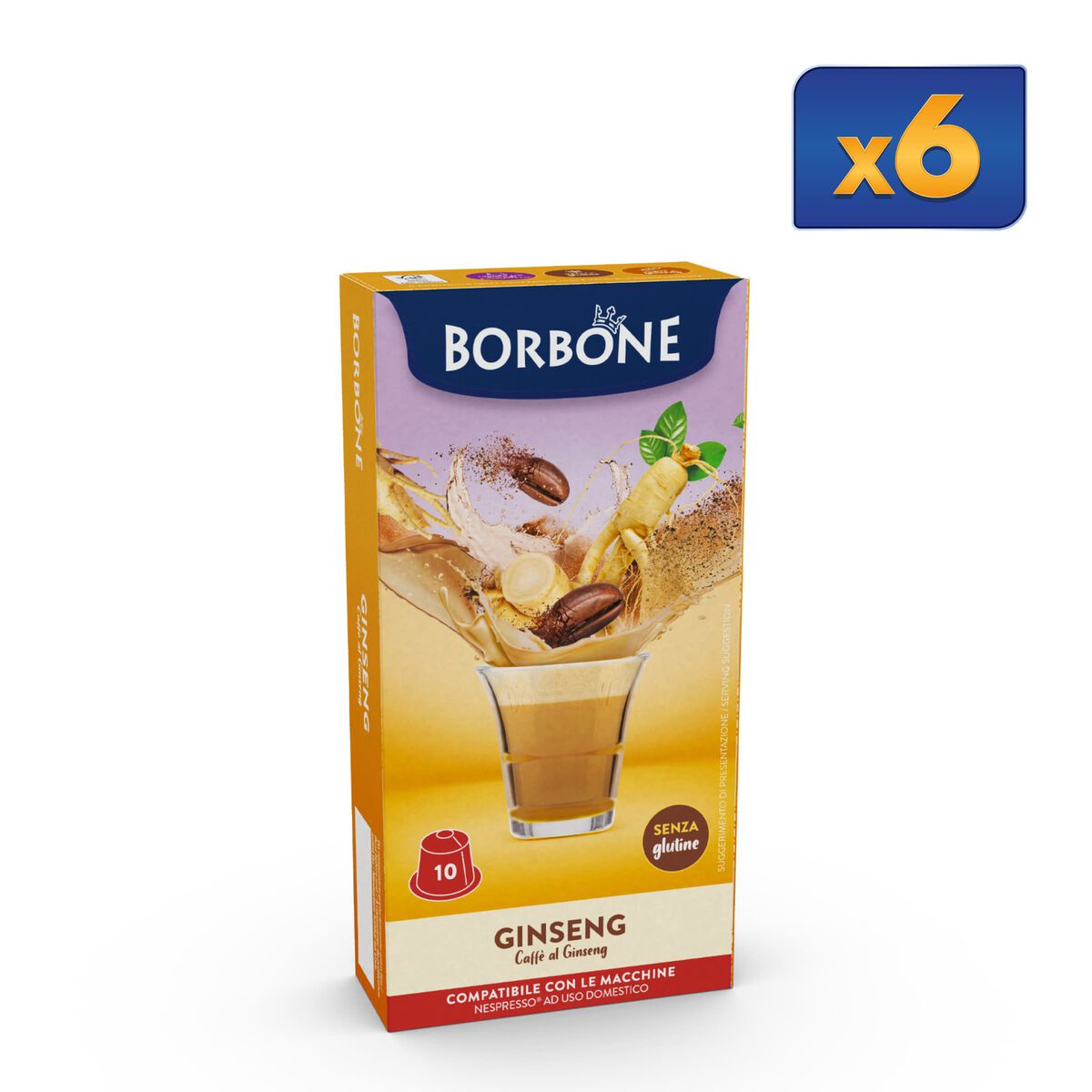 60 Capsules Ginseng And Milk Taste Caffè Borbone For Soluble Beverage,
