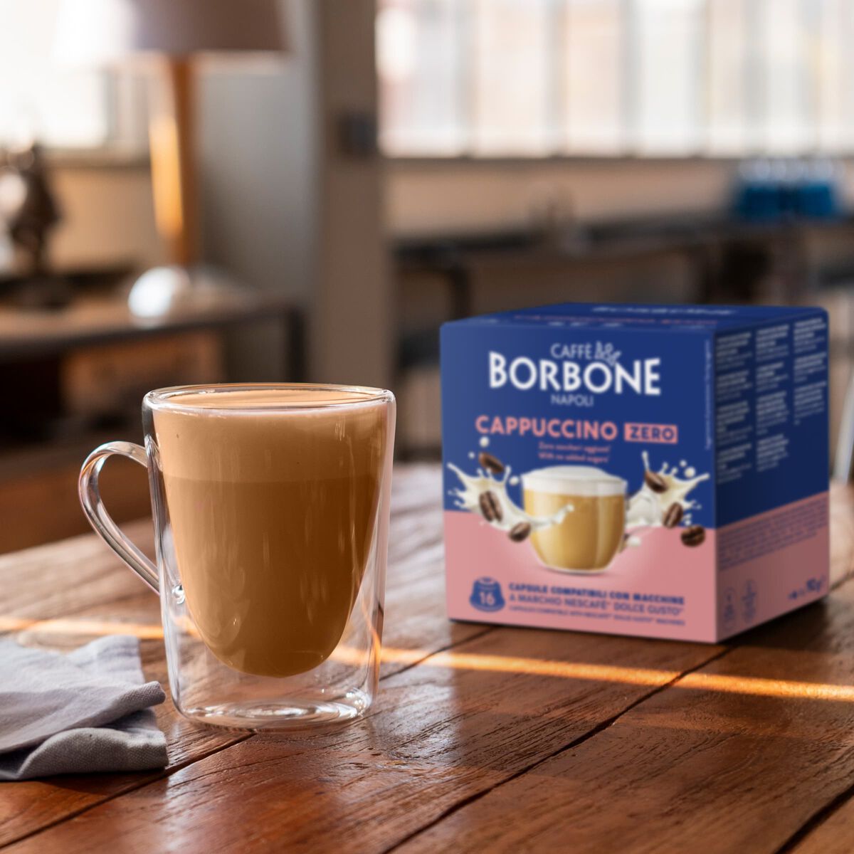 16 Capsules Borbone CAPPUCCINO ZERO CAPSULES For A Low Fat Cappuccino Drink,