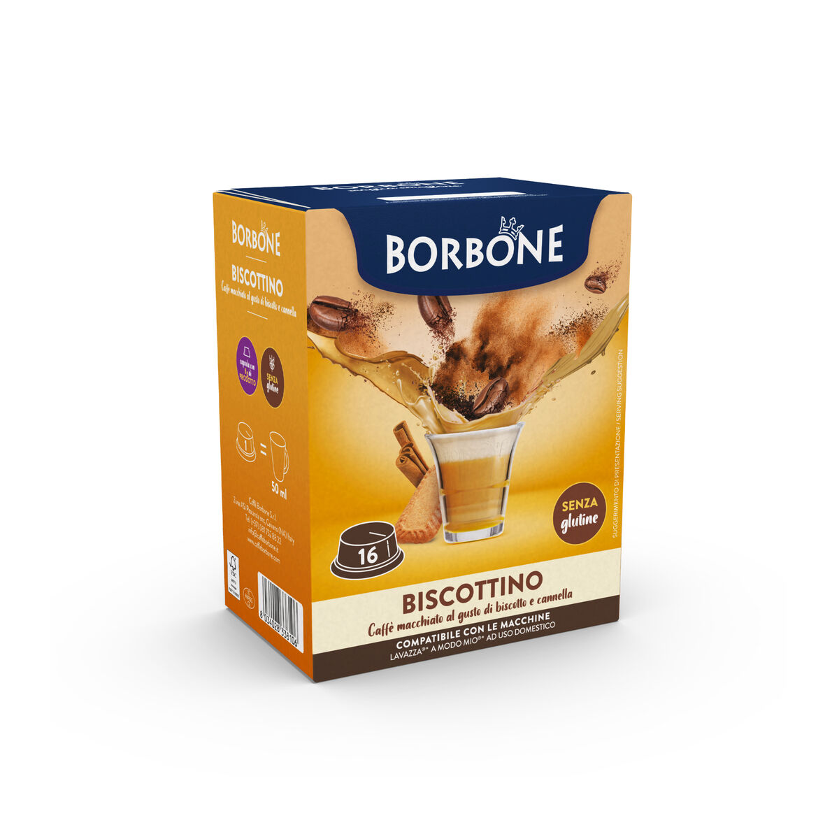 16 capsules Borbone pour boisson soluble BISCOTTINO,