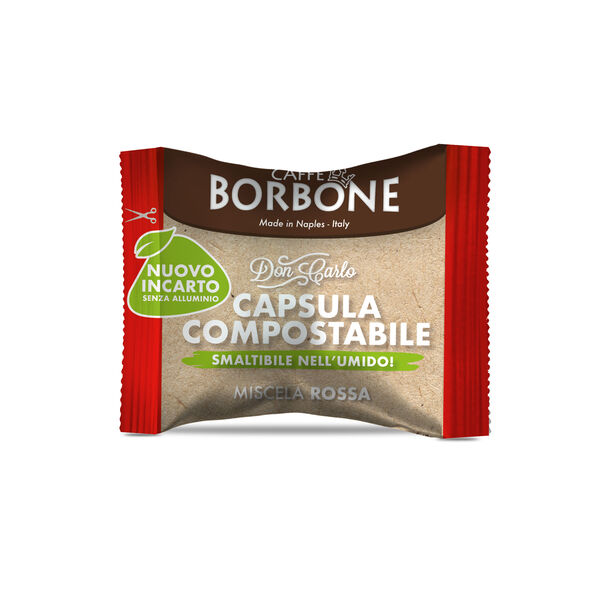 100 RED Blend COMPOSTABLE and COMPATIBLE Capsules Borbone Don Carlo,  null